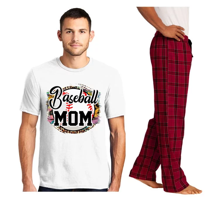 Funny Leopard Baseball Mom Life Funny Gift Game Day Vibes Great Gift Pajama Set