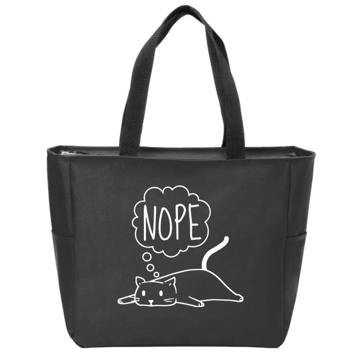 Funny Lazy Bored Cat For Cat Mom Cat Dad Cat Lover No Meme Zip Tote Bag