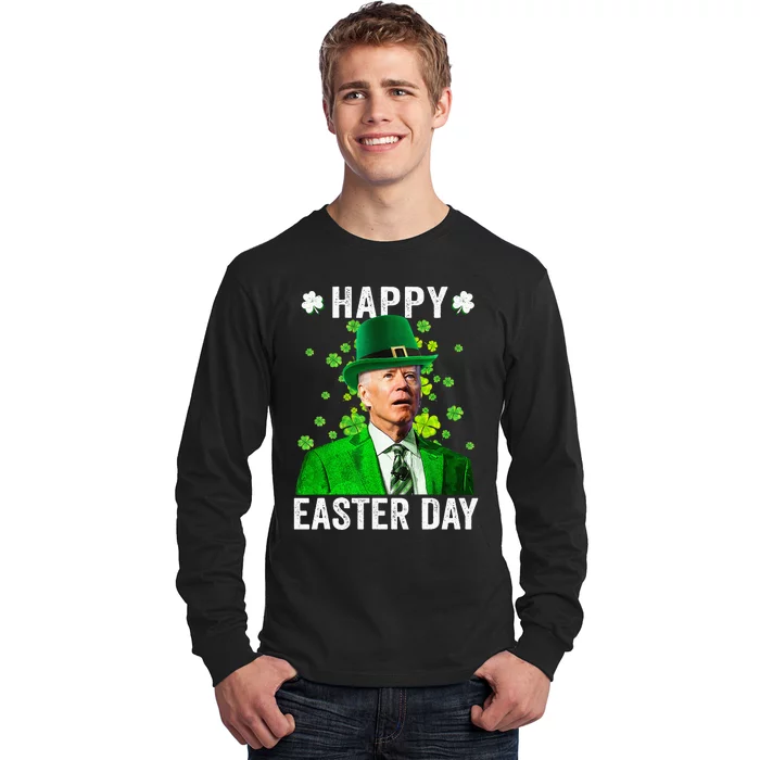 Funny Leprechaun Biden Happy Easter Day For St Patrick's Day Long Sleeve Shirt