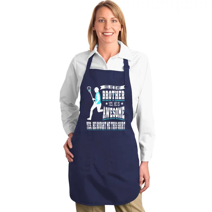 Funny Lacrosse Brother Game Day Goalie Field Lacrosse Player Full-Length Apron With Pocket