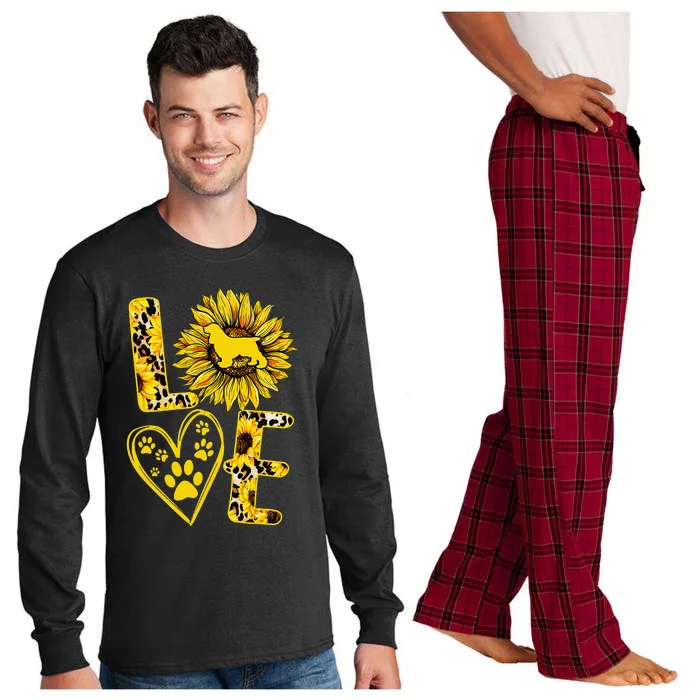 funny Love Cocker Spaniel Sunflower For Dog Lover Long Sleeve Pajama Set