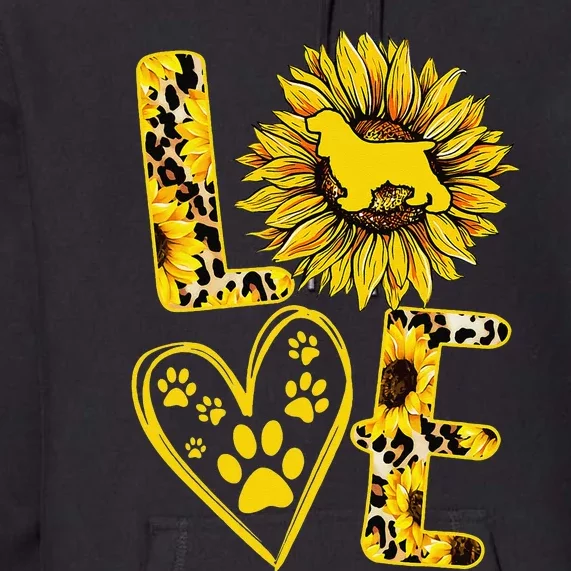 funny Love Cocker Spaniel Sunflower For Dog Lover Premium Hoodie