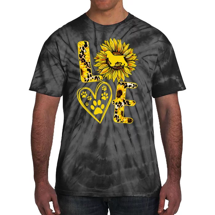 funny Love Cocker Spaniel Sunflower For Dog Lover Tie-Dye T-Shirt