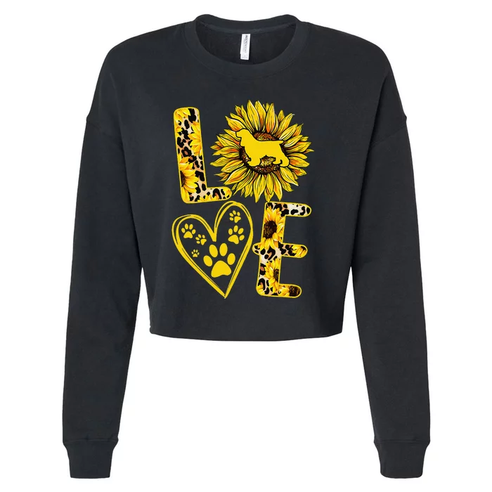 funny Love Cocker Spaniel Sunflower For Dog Lover Cropped Pullover Crew