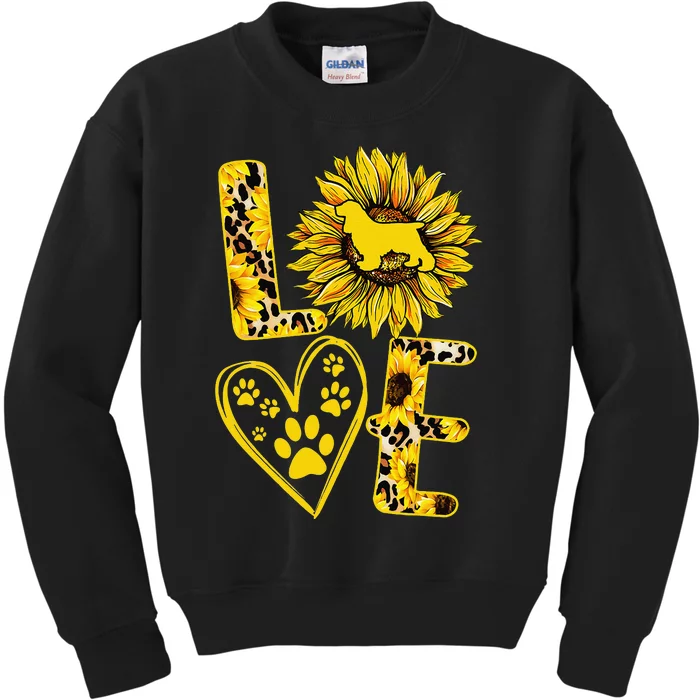 funny Love Cocker Spaniel Sunflower For Dog Lover Kids Sweatshirt