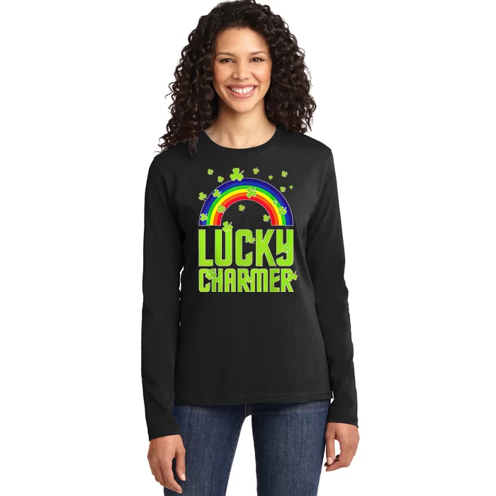 funny Lucky Charmer shamrock charm St patricks day irish Ladies Long Sleeve Shirt