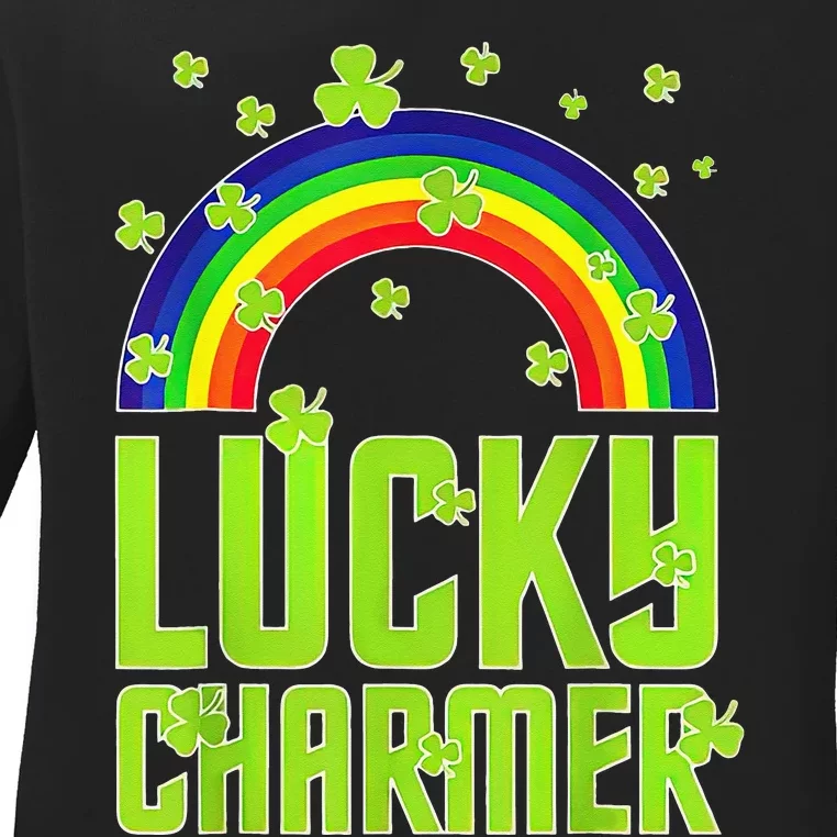 funny Lucky Charmer shamrock charm St patricks day irish Ladies Long Sleeve Shirt