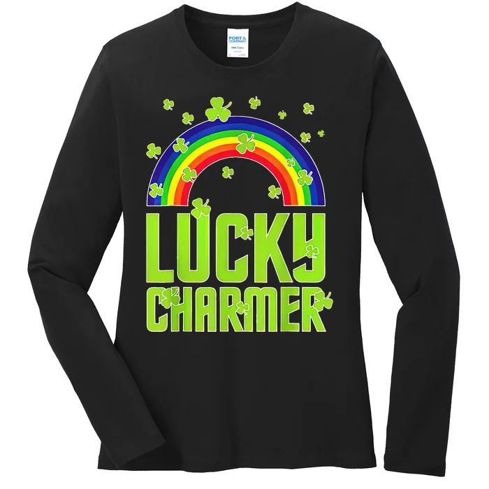 funny Lucky Charmer shamrock charm St patricks day irish Ladies Long Sleeve Shirt