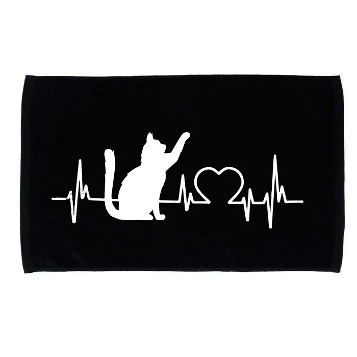 Funny Love Cat Heartbeat Women Girl Funny Cat Lover Microfiber Hand Towel