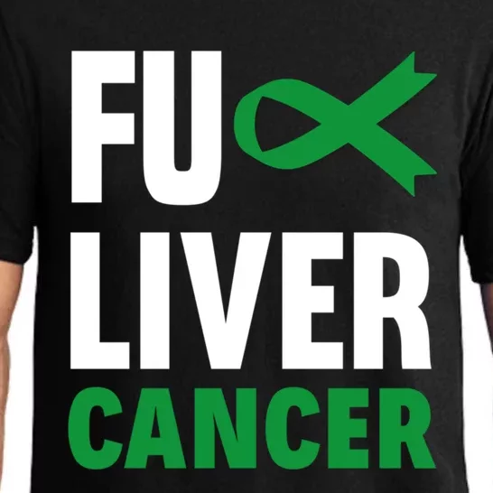 Fuck Liver Cancer Emerald Green Liver Cancer Awareness Cool Gift Pajama Set