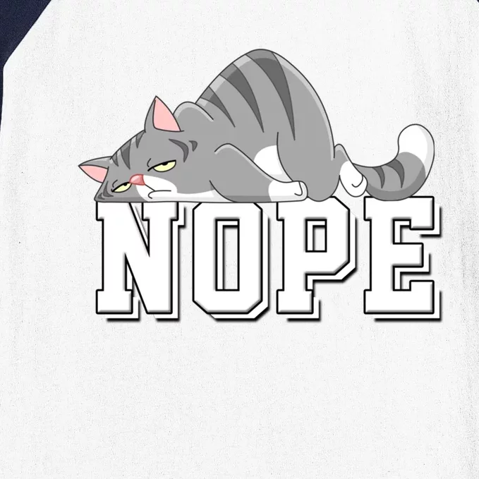 Funny Lazy Cat Nope Not Today Cat Cool Gift Baseball Sleeve Shirt