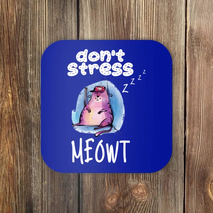 Funny Lazy Cat Cute Cat Pun Dont Stress Meowt Gift Coaster