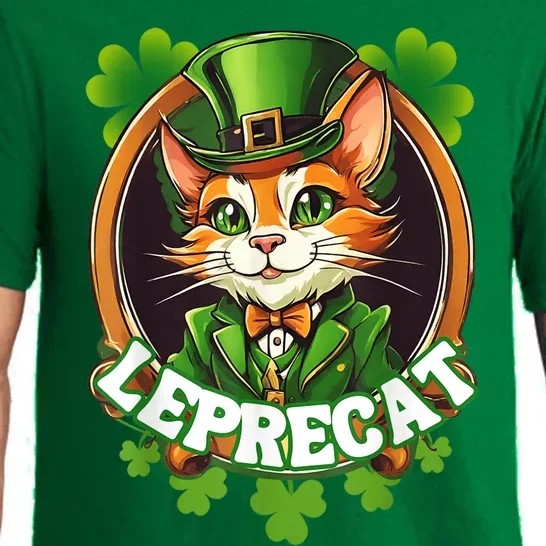 Funny Leprechaun Cat Leprecat St Patricks Day Pajama Set