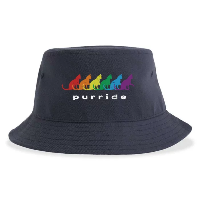 Funny LGBT Cat Rainbow Purride Picture Art Sustainable Bucket Hat