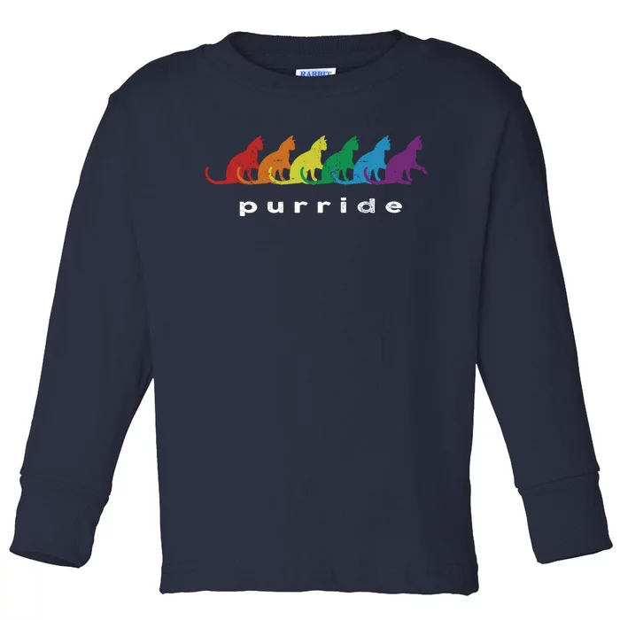 Funny LGBT Cat Rainbow Purride Picture Art Toddler Long Sleeve Shirt