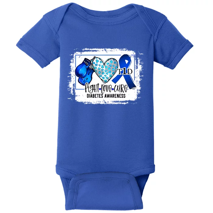 Fight Love Cure Ribbon Diabetes Awareness Gift Baby Bodysuit