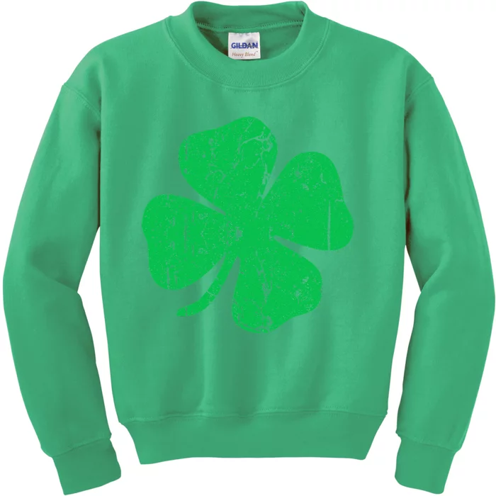 Four Leaf Clover Vintage Saint Patrick Day Kids Sweatshirt