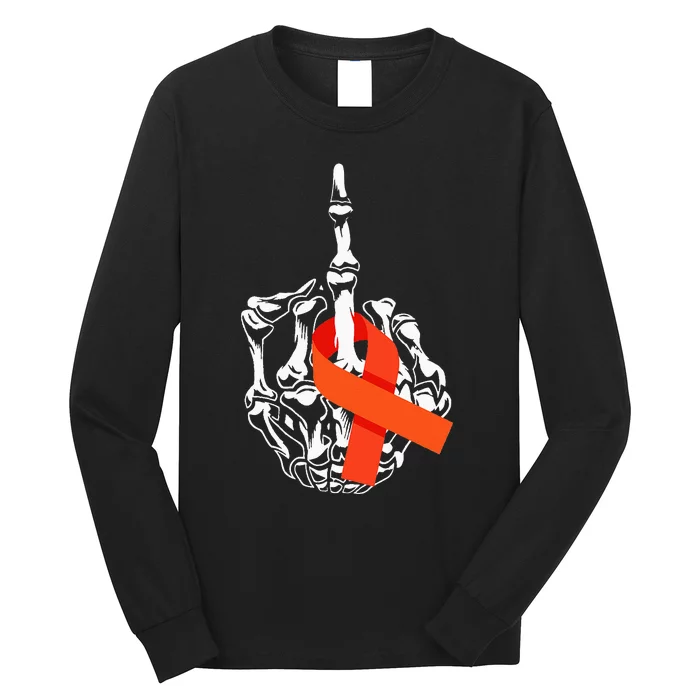 Fuck Leukemia Cancer Middle Finger Leukemia Cancer Awareness Long Sleeve Shirt