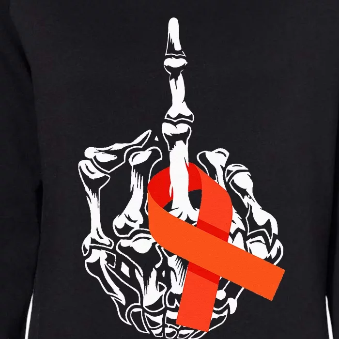 Fuck Leukemia Cancer Middle Finger Leukemia Cancer Awareness Womens California Wash Sweatshirt