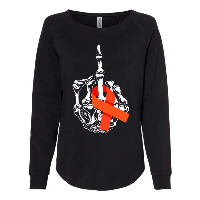 Fuck Leukemia Cancer Middle Finger Leukemia Cancer Awareness Womens California Wash Sweatshirt