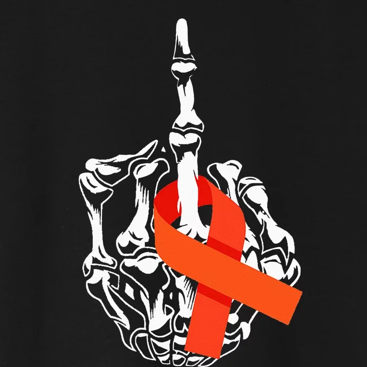 Fuck Leukemia Cancer Middle Finger Leukemia Cancer Awareness Women's Crop Top Tee