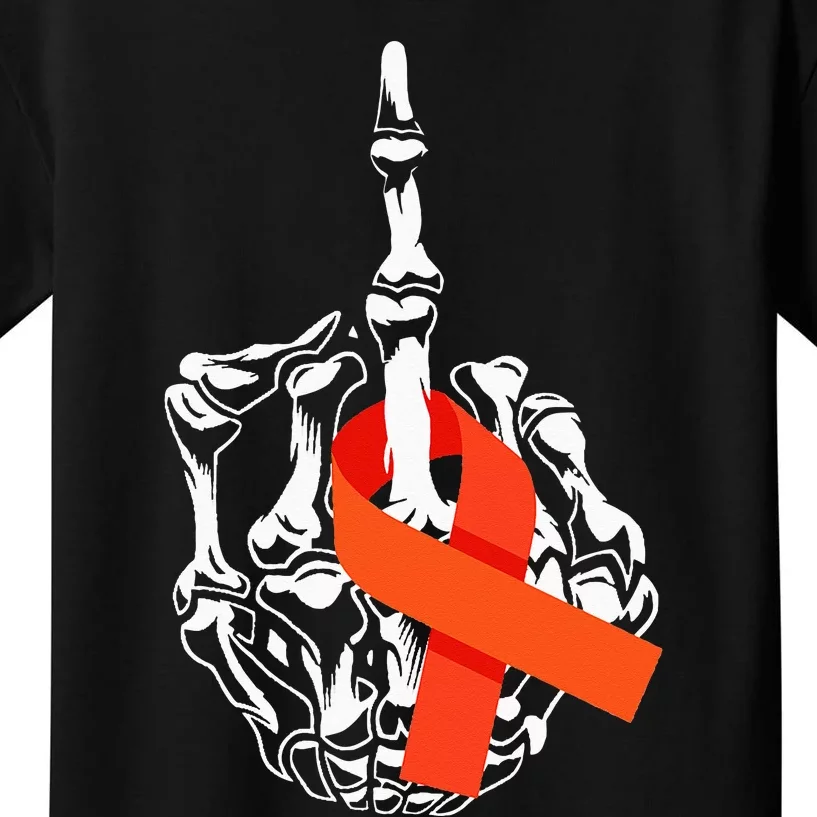 Fuck Leukemia Cancer Middle Finger Leukemia Cancer Awareness Kids T-Shirt