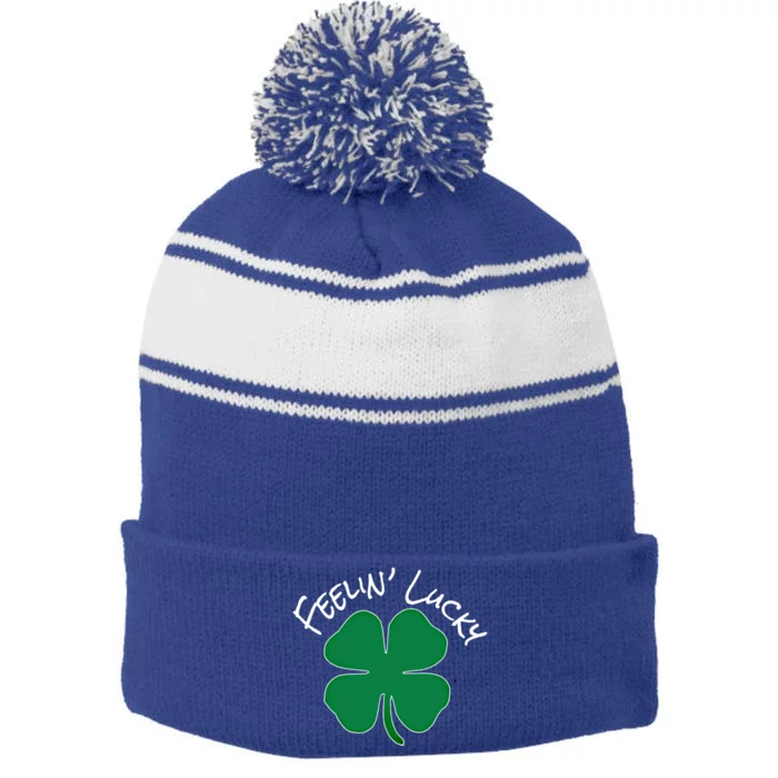 Feeling Lucky Cute Gift Stripe Pom Pom Beanie