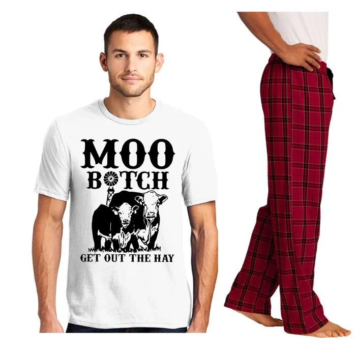 Farmer Life Cow Bitch Funny Sarcastic Cow Farmer Get Out The Hay Pajama Set