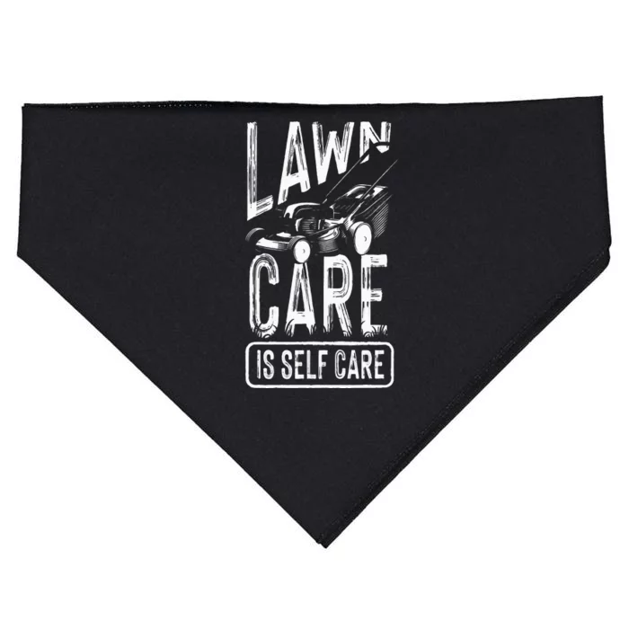 Funny Lawn Care Self Care Dad Lawn Mowing Joke USA-Made Doggie Bandana