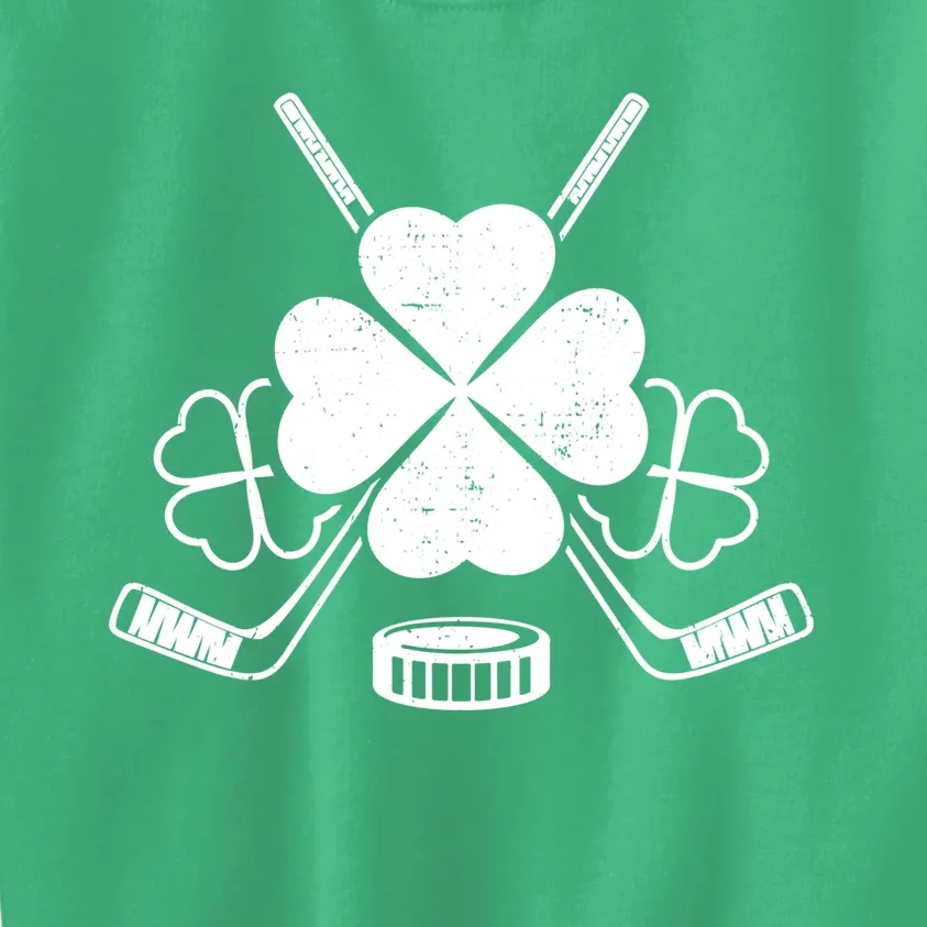 Four Leaf Clover Ice Hockey Player St Patricks Day Irish Meaningful Gift Kids Sweatshirt