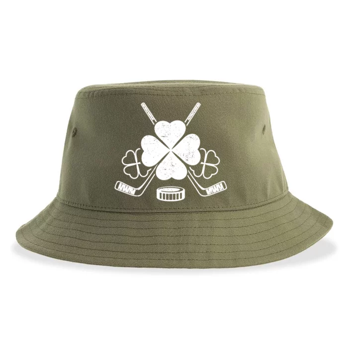 Four Leaf Clover Ice Hockey Player St Patricks Day Irish Meaningful Gift Sustainable Bucket Hat