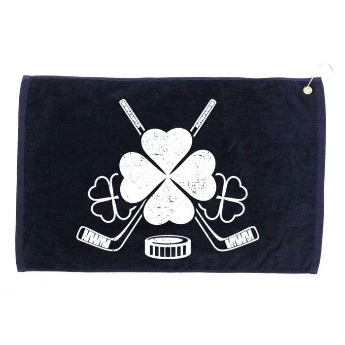 Four Leaf Clover Ice Hockey Player St Patricks Day Irish Meaningful Gift Grommeted Golf Towel