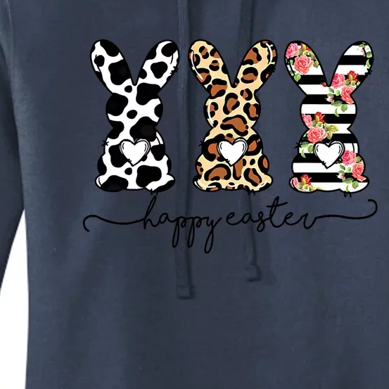 Funny Leopard Cow Print Easter Bunnies Happy Easter Day Gift Women's Pullover Hoodie