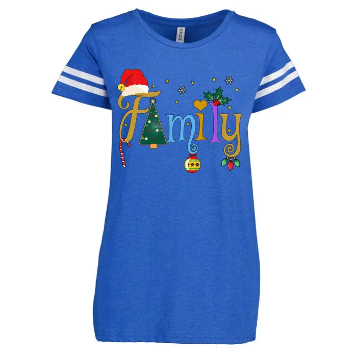 Family Letters Christmas Style Love My Family Christmas Enza Ladies Jersey Football T-Shirt