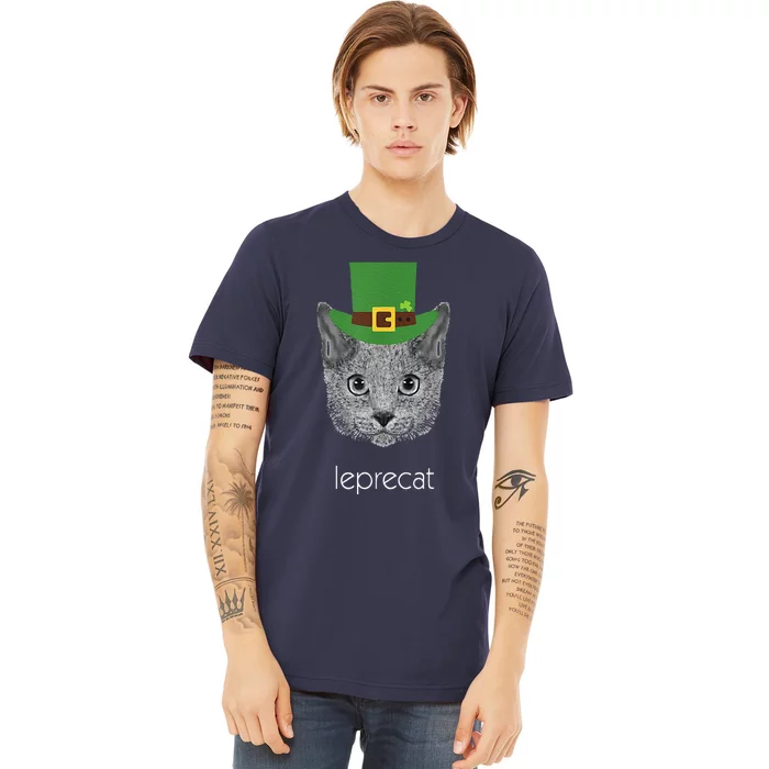 Funny Leprechaun Cat Leprecat St Patricks Day Premium T-Shirt