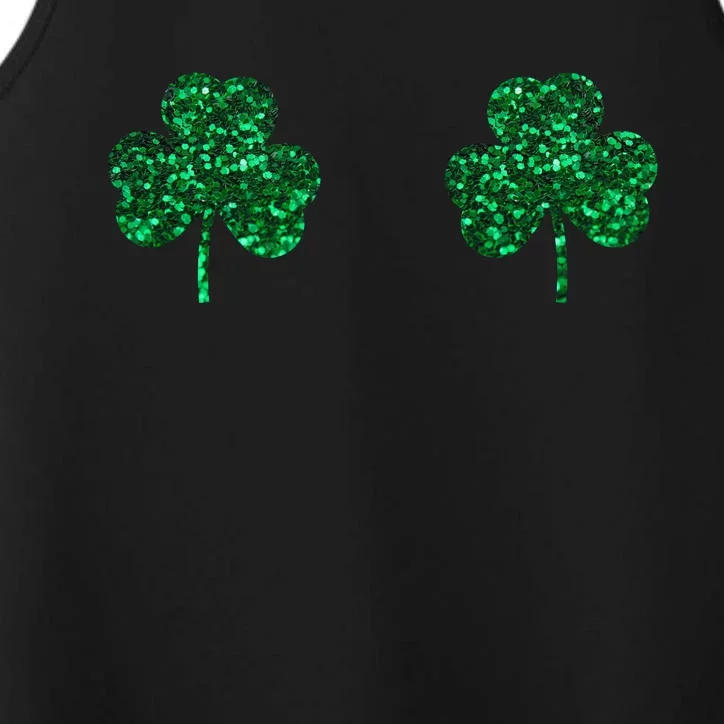 Four Leaf Clover Boobs Lucky St Patricks Day Performance Tank