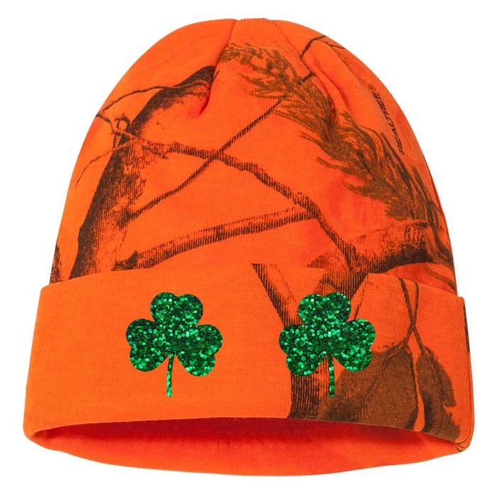 Four Leaf Clover Boobs Lucky St Patricks Day Kati - 12in Camo Beanie