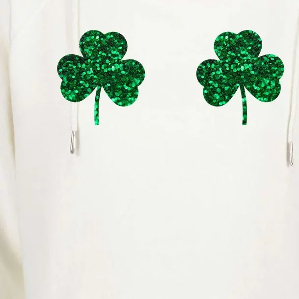 Four Leaf Clover Boobs Lucky St Patricks Day Womens Funnel Neck Pullover Hood