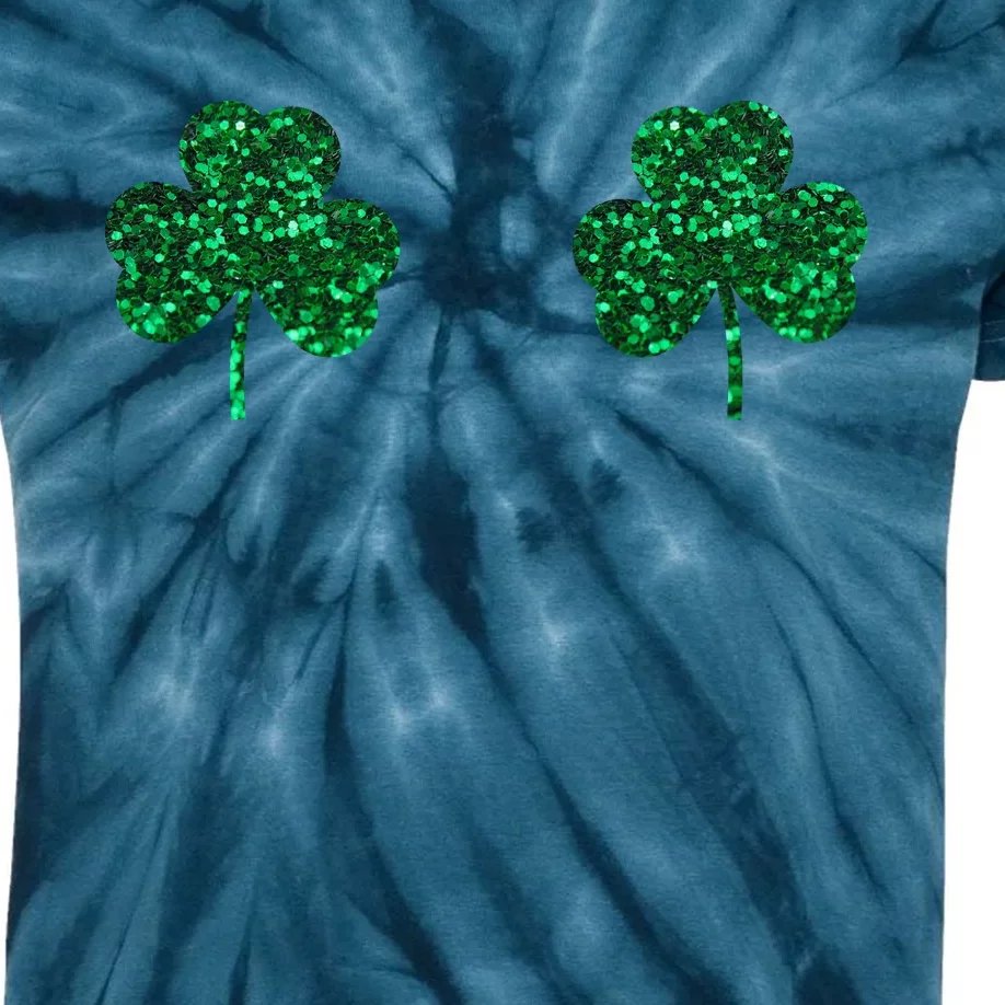 Four Leaf Clover Boobs Lucky St Patricks Day Kids Tie-Dye T-Shirt