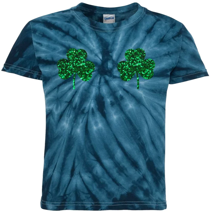 Four Leaf Clover Boobs Lucky St Patricks Day Kids Tie-Dye T-Shirt