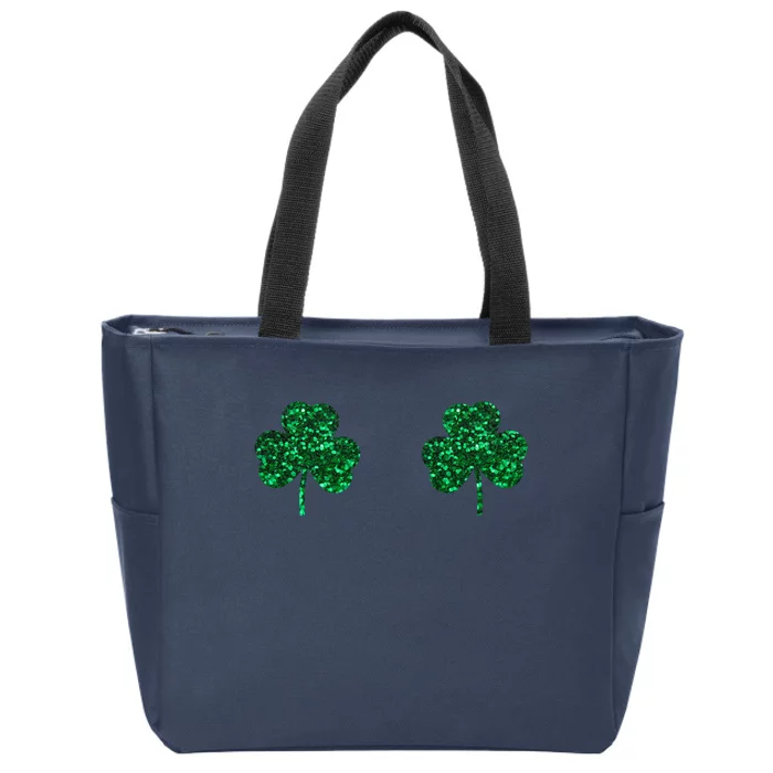 Four Leaf Clover Boobs Lucky St Patricks Day Zip Tote Bag