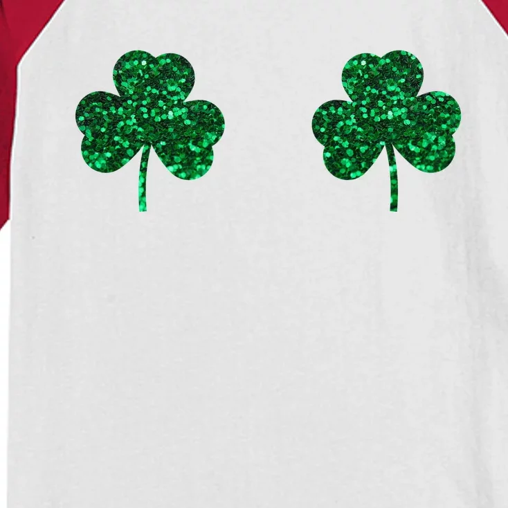 Four Leaf Clover Boobs Lucky St Patricks Day Kids Colorblock Raglan Jersey