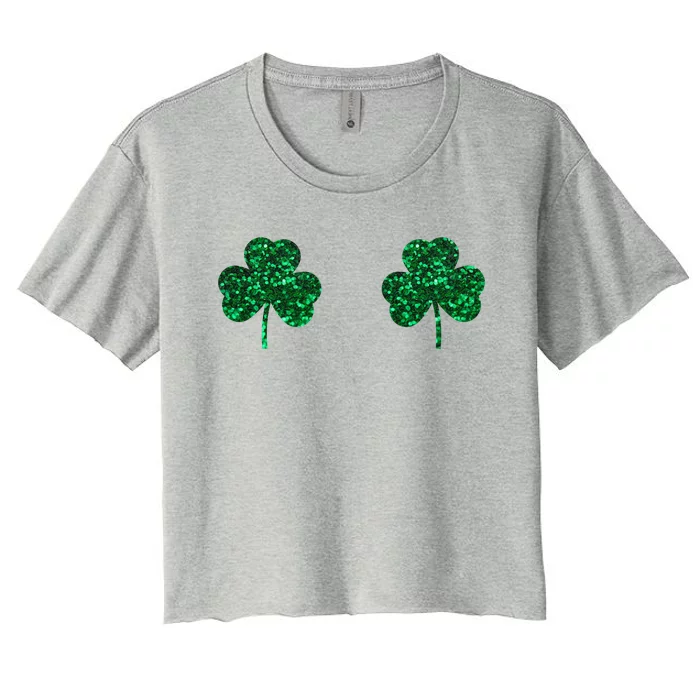 Four Leaf Clover Boobs Lucky St Patricks Day Women's Crop Top Tee