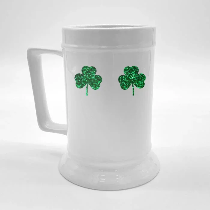 Four Leaf Clover Boobs Lucky St Patricks Day Front & Back Beer Stein