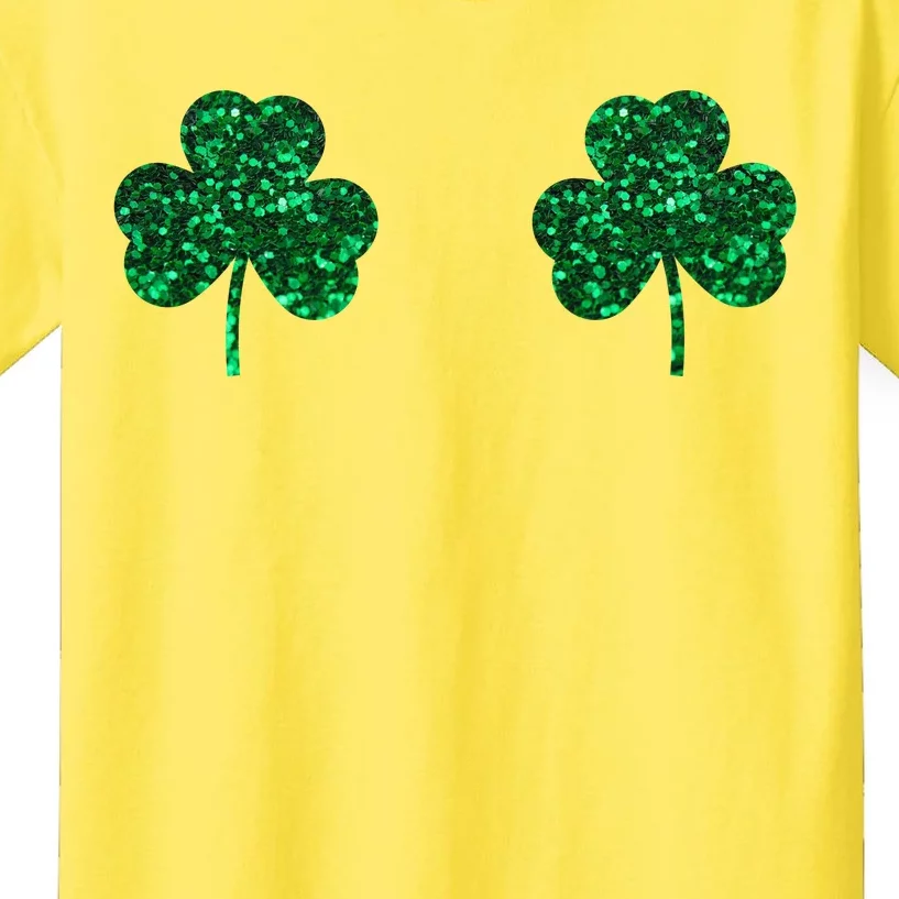 Four Leaf Clover Boobs Lucky St Patricks Day Kids T-Shirt