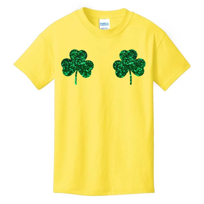 Four Leaf Clover Boobs Lucky St Patricks Day Kids T-Shirt