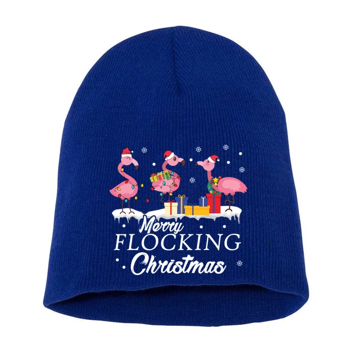 Flamingo Lover Christmas Bird Merry Flocking Christmas Gift Short Acrylic Beanie