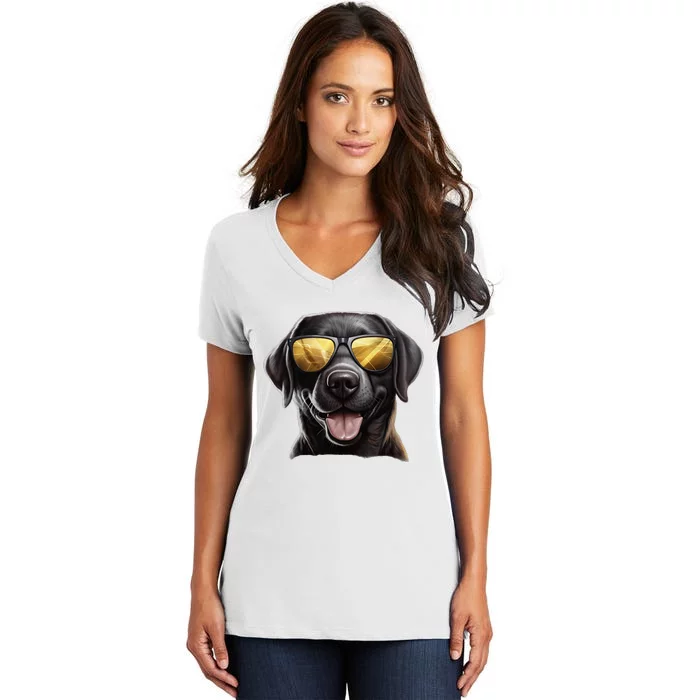 Funny Labrador Colorful Graffiti Dog Lover Women's V-Neck T-Shirt