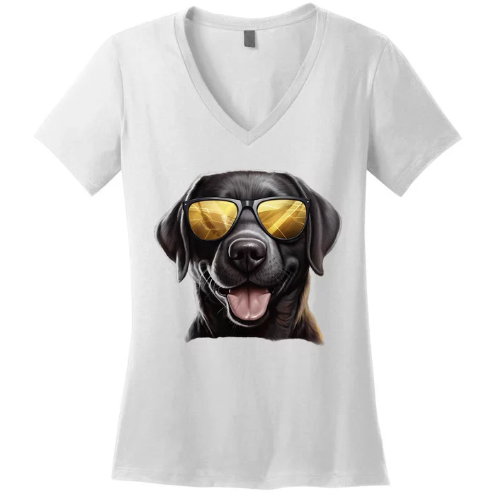 Funny Labrador Colorful Graffiti Dog Lover Women's V-Neck T-Shirt