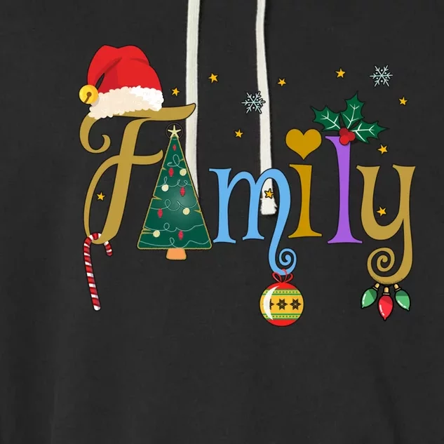 Family Letters Christmas Style Love My Family Christmas Garment-Dyed Fleece Hoodie